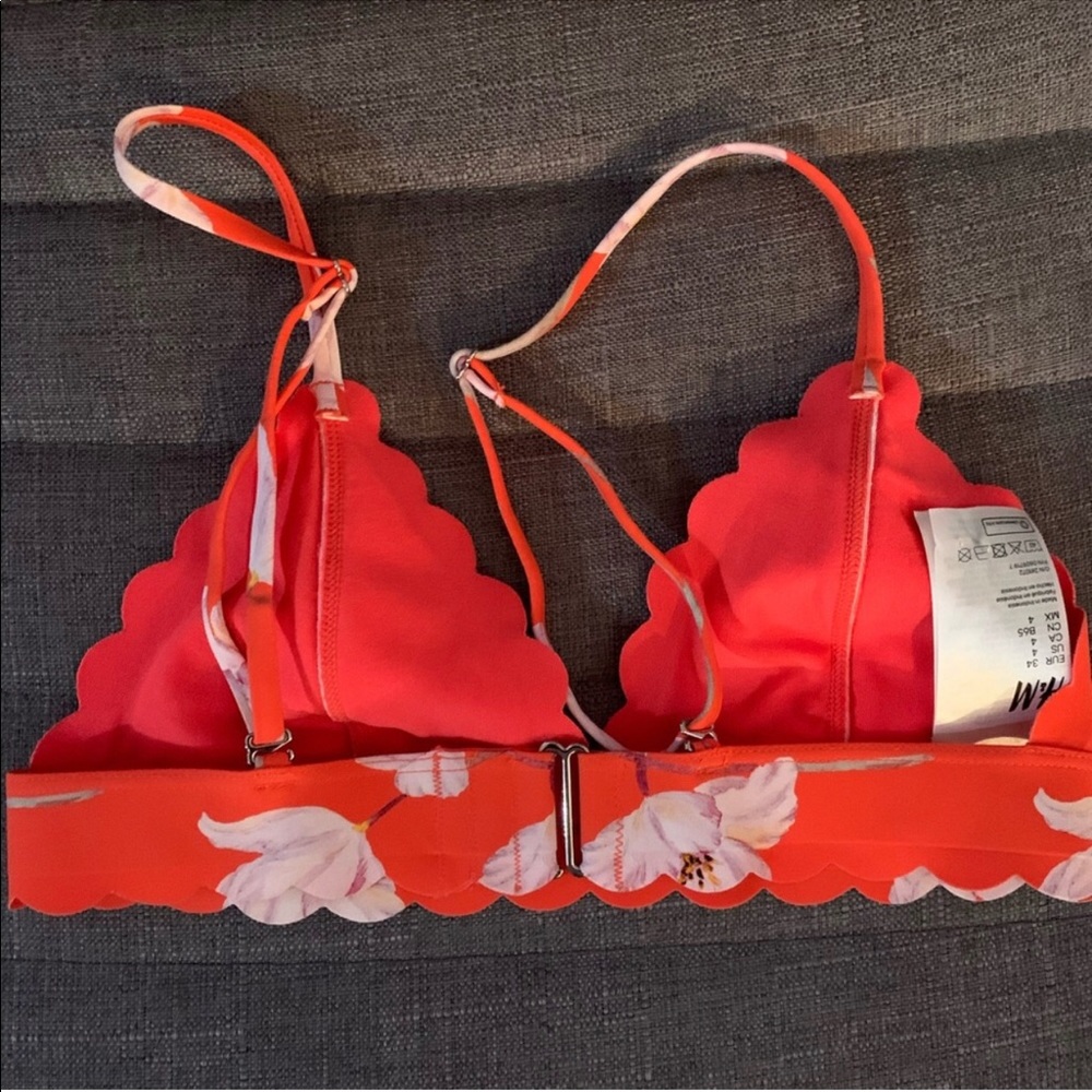Orange Floral Bikini Scalloped - Picture 2 of 3